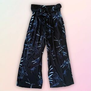 Vintage, Cache, Floral, Sheer, Rayon, High Waist Palazzo Pants, S/M